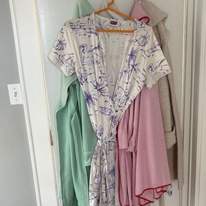 Leggiadro Cream Wrap Dress with Lavender Print